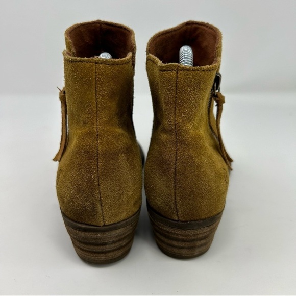 Born Camel Brown Leather Outside Zipper Ankle Boots Size 7.5 Almond Toe - Picture 11 of 16